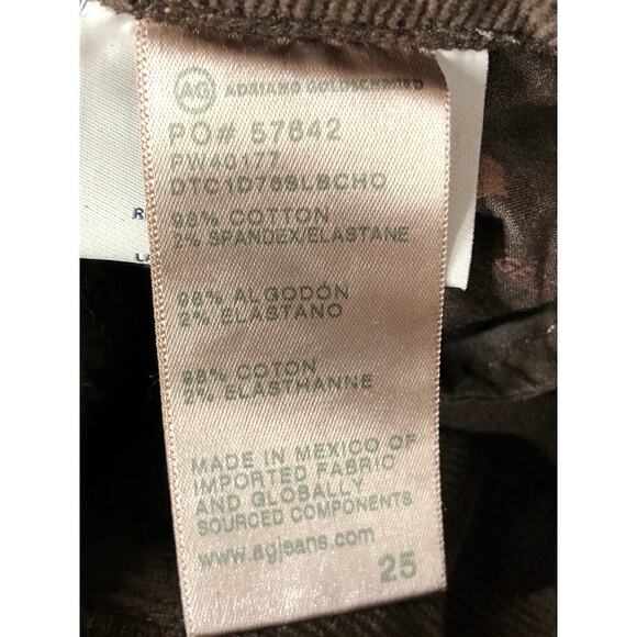 AG Angeline Corduroy Pants Mid Rise Flare Chocolate NWT 24 - Picture 7 of 8